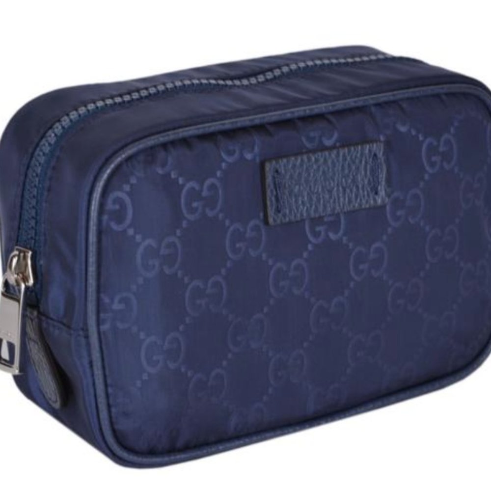 Gucci GG Guccissima Small Toiletry Bag in Tide Blue NEW
